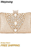 Weiyinxing Wedding Clutch Purse Luxury Women Handbag Design Party Shoulder Bag Flower Hollow Out Pattern Ladies Evening Night Bag