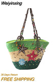 Weiyinxing Hand-Woven Bag Hand-embroidered Beaded Bohemian Straw Bag Summer Fashion Casual Simple Elegant for Travel Vacation