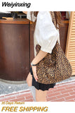 Weiyinxing Leopard Pattern Messenger Bag for Women Large Capacity Ladies Shoulder Shopping Bags Vintage Design Casual Tote Handbags