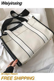 Weiyinxing Striped Canvas Large Tote Bag Designer Women Handbags Luxury Shoulder Crossbody Bags Big Shopper Purse Travel Sac Ol 2023