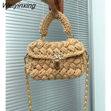 Weiyinxing Rope Knitting Women Handbag Designer Chains Woven Shoulder Crossbody Bags for Women 2023 Small Square Flap Lady Purses