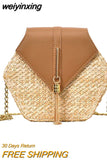 weiyinxing rattan women shoulder bags chic hexagon wicker woven crossbody bag lady summer beach straw bags handmade small purses