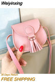 Weiyinxing Leather Children Small Shoulder Bag Cute Princess Accessories Kids Coin Purse Handbags Cute Girls Baby Tassel Crossbody Bags