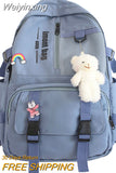 Weiyinxing Girl White Waterproof Backpack Nylon Ladies School Bag Kawaii Female Laptop Bag Women College Student Mesh Backpack Fashion