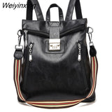 Weiyinxing code lock Fashion Women Backpack High Quality Youth Leather Backpacks for Teenage Girls Female School Shoulder Bag