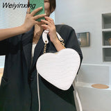 Weiyinxing Heart Tote Bag For Women 2023 Stone Pattern PU Leather Crossbody Bags Female Small Shoulder Bags Cute Purse Handbags