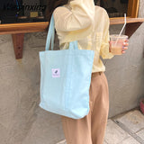 Weiyinxing Art Shopping Bag New Small Fresh Canvas Women's Tote Shoulder Bag Simple Solid Color Buckle Handbags for Women 2023