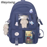 Weiyinxing Women Backpacks Waterproof Multi-Pocket Nylon School Backpack for Student Female Girls Kawaii Laptop Book Pack Mochilas