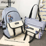 Weiyinxing Large Capacity Student Backpack High Quality Boy Girl Two Piece Schoolbag Set Fashion Waterproof Book Pack Travel Bag New