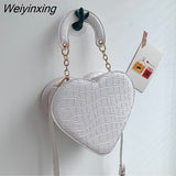 Weiyinxing Heart Tote Bag For Women 2023 Stone Pattern PU Leather Crossbody Bags Female Small Shoulder Bags Cute Purse Handbags