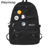 Weiyinxing Lady Male Mesh Badge School Backpack Female Nylon College Backpack Boy Girl Travel Bag Fashion Men Women Book Laptop Bags