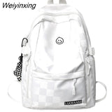 Weiyinxing Women Plaid Leisure School Bag Girl Travel Laptop Student Backpack Female Teenager Book Bags Ladies Nylon College Packet Fashion