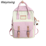 Weiyinxing Women Nylon Backpack Candy Color Waterproof School Bags for Teenagers Girls Patchwork Backpack Female Girl Backpack Laptop Book