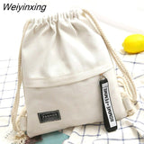 Weiyinxing New Fashion Canvas School Bags Drawstring Backpack Bag Portable Casual Backpack for Women Men Travel Backpack 911