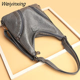 Weiyinxing Women Luxury Brand Shoulder Bag Rivet Soft Leather Handbag Multifunction Backpack Large Capacity Ladies Messenger Bag Sac a Main