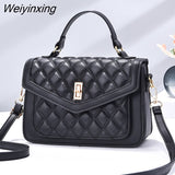 Weiyinxing Fashion Women Bag Trend 2023 Quilted Twist Lock Flap Square Bag Women Leather Handbags Messenger Brand Women's Shoulder Bags