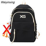 Weiyinxing Fashion Letters Embroidery Women Backpack Female Inclined Zipper Nylon Travel Bag Teenage Girl Multi-pocket Schoolbag Preppy