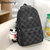 Weiyinxing Girl Plaid Student Backpack Korean Large Capacity Cute Women’S Schoolbag High Quality Waterproof Travel Bag Cool New