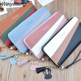 Weiyinxing Leather Wallet Long Tassel Women Wallets Zipper Purse Cartoon Patchwork Panelled Wallets Coin Purse Card Holder Carteira