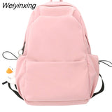 Weiyinxing Solid Color College Student Schoolbag Large Capacity Washing Women Backpack Simple Fashion Teenage Girl Backpacks Cute Bag