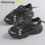 Weiyinxing Sneakers Platform Women Shoes Breathable White Shoes Women Reflective Wedges Dad Shoes Casual Women Chunky Sneakers