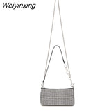 Weiyinxing new fashion diamond bags women pillow bag cylinder handbag Women's square armpit bag single shoulder chain messenger bag