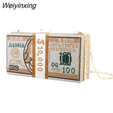 Weiyinxing Crystal Money USD Bags Dollar Design Luxury Diamond Evening Bags Party Purse Clutch Bags Wedding Dinner Purses and Handbags