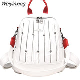 Weiyinxing Rivet Leather Bags For Women 2023 High Capacity Anti-theft Backpacks For Girls Multifunction Casual Bagpack Sac A Dos