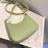 Weiyinxing New Women's Fashion Handbags Retro Solid Color PU Leather Shoulder Underarm Bag Casual Women Hobos Handbags