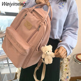 Weiyinxing Multifunction Double Zipper Women Backpack Teenager Girls Laptop Backpack Student Shoulder Bag Korean Style School Bag