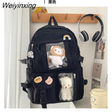 Weiyinxing Cute Women Multi-Pocket Nylon Backpack Ins Junior High School Student School Bag Female Girl Backpack Laptop Book