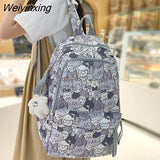 Weiyinxing Female Cartoon Print Book Bag Fashion Women Cute Leisure School Bag Girl Graffiti Laptop Backpack Lady Travel College Trendy