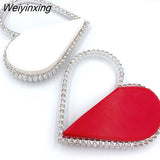 Weiyinxing Red Heart Evening Clutch Women's Designer Chic RhinestoneBlack Wallet Wedding Party Sac A Main