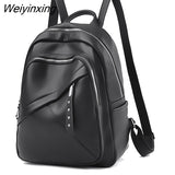 Weiyinxing Girls School Bag Travel Bagpack Ladies Sac A Dos Back Pack 2023 Women Leather Backpacks High Quality Female Vintage Backpack