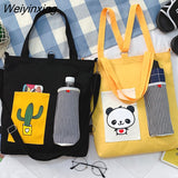 Weiyinxing for Women Canvas Shoulder Bag Reusable Shopping Bags Casual Tote Female Handbag Messenger Bag Harajuku Student Schoolbag