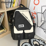 Weiyinxing Kawaii Letter Printing Women Backpack Fashion Waterproof Nylon Set Bag Rucksack Cool Schoolbag for Teen Girls Travel Mochila