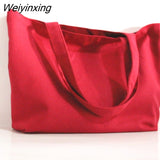 Weiyinxing Women Canvas Shopping Bags Eco Reusable Shoulder Bag Large Capacity Handbag Fabric Cotton Bag for Women Portable Shopping Bags