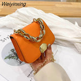 Weiyinxing British Fashion Simple Small Square Bag Women's Designer Handbag High-quality PU Leather Chain Mobile Phone Shoulder Bags