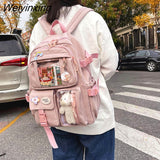 Weiyinxing Women Backpacks Waterproof Multi-Pocket Nylon School Backpack for Student Female Girls Kawaii Laptop Book Pack Mochilas