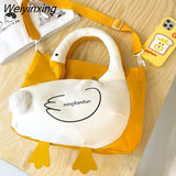 Weiyinxing Lovely Women Canvas Goose Bag Duck Diagonal Straddle Bag Girl Student Shoulder Bag Female Cartoon Animal Profile Pack