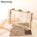 Weiyinxing Acrylic Transparent Women Clutch Bag Chain Luxury Brand Women Messenger Bag Evening Bag Handbag Chain Shoulder Bag