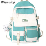 Weiyinxing Quality Multi Pocket Buckle Backpack Women Patchwork Waterproof Shoulder Bags Teenage Girls Laptop Backpack Cute School Bag