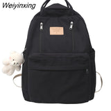 Weiyinxing Multifunction Double Zipper Women Backpack Teenager Girls Laptop Backpack Student Shoulder Bag Korean Style School Bag