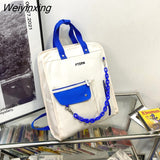 Weiyinxing Waterproof Nylon Women Backpack Multi-functional Letter Printing Travel Bag Female Chain Square Back Pack Small Schoolbag