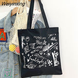 Weiyinxing Canvas Bag for Women New Shopper Handbags Reusable Canvas Shoulder Tote Bag school bags for girl Casual tote bags