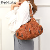 Weiyinxing Multi Pocket Luxury Soft sheepskin Shoulder Bags for Women Large Capacity Shopping Crossbody Hobo Bags European Tote Handbag