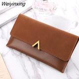 Weiyinxing Leather Women Wallets Hasp Lady Moneybags Zipper Coin Purse Woman Envelope Wallet Money Cards ID Holder Bags Purses Pocket