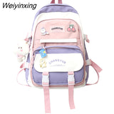 Weiyinxing New Woman Trolley Case Backpack Student Bag Female Waterproof Travel Rucksack Teenage Girls Cute Backpack Laptop School Bag