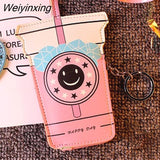 Weiyinxing New Cute Coin Purses Mini PU Leather Card Holder Cartoon Print Wallet Pouch Daily Storage Bag Kawaii Girls Purse Clutch