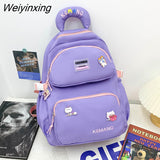 Weiyinxing Double Pocket Women Backpack Female Waterproof Nylon Travel Bag Korean Kawaii Schoolbag for Girl Student Book Mochila